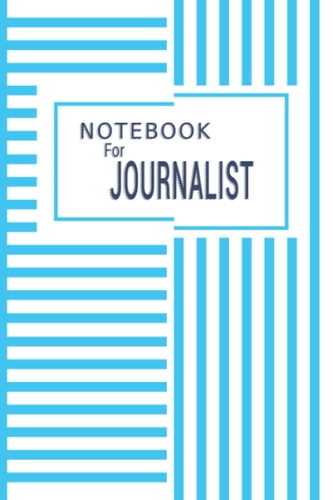 Notebook for Journalist: Elegant Medium Size Composition Notebook | Journal | Diary – Attractive Light Light Blue and White Striped Lines Pattern – ... Women and Men – Take Notes at Work, at Home