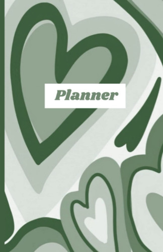 Minimal Green Hearts Aesthetic Undated Weekly Planner Paperback Notebook (5.5" x 8.5"): Minimal Green Heart Paperback Planner