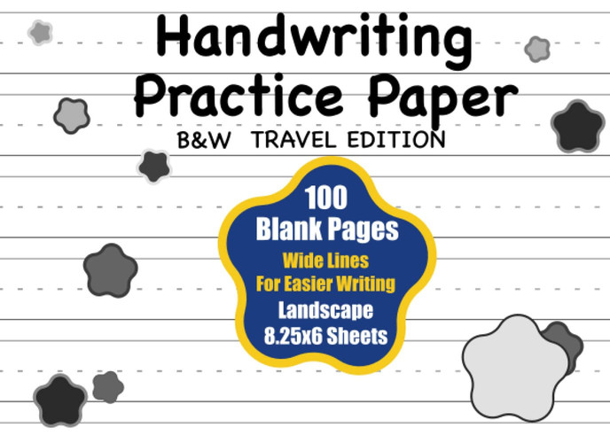 Handwriting Practice Paper B&W Travel Edition: Landscape Preschool Handwriting Practice Paper