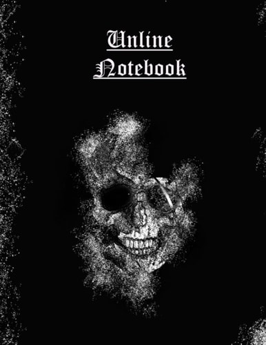 Unline Notebook: 8.5x11" - Blank Pages with large Box Border for Writing and Drawing - Faded Skull Cover