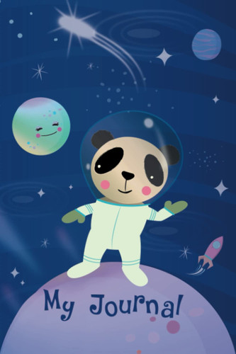 Space Panda Paperback Journal For Kids- 120 Pages, 6x9in