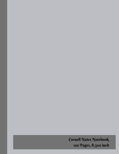 Cornell Notes Notebook: Minimalistic Gray themed Cornell Note Paper Notebook. Medium Lined Journal Note Taking System for School and University
