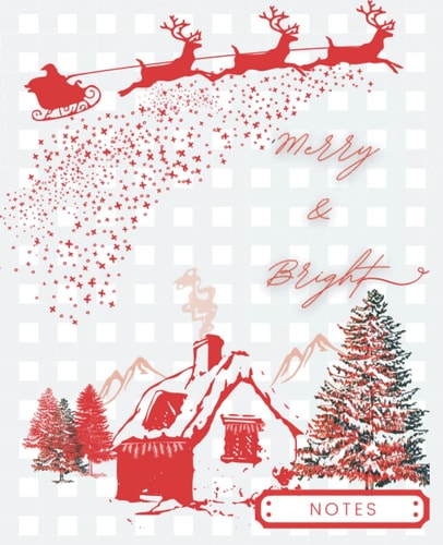 Christmas Notebook/Journal: Merry & Bright Christmas Notebook/Journal. Composition Notebook Size 7.5" x 9.75" College Ruled, 120 pages. Red & White