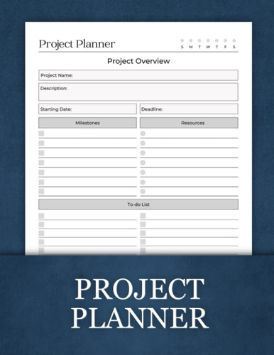 Project Planner Undated Project Management Notebook with Checkboxes, To-Do List and Notes