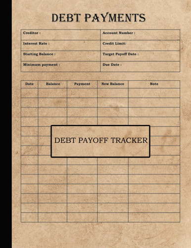 Debt Payoff Tracker: Debt Payment Planner and Organizer Log Book For Paying Off Your Debts | Repayment Snowball Planner | 150 pages – Large Print (8.5”x11”) – Simple Brown Cover