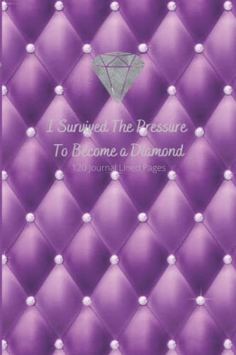 Purple Faux Leather with Silver Diamond with I Survived the Pressure to Become a Diamond Hardback Journal 120 Pages