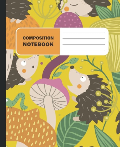 Composition Notebook: Cute Little Hedgehogs and Leaves College Ruled Notebook for take notes... for Girls, Kids, School, Students and Teachers (Composition Notebooks).