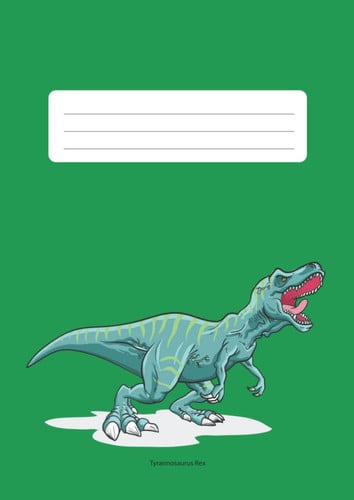 Schulheft DIN A4 Lineatur 22 Tyrannosaurus Rex / T-Rex Dinosaurier grün: Rechenheft kariert 5mmx5mm (Dino Schulhefte) (German Edition)
