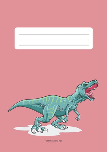 Schulheft DIN A4 Lineatur 22 Tyrannosaurus Rex / T-Rex Dinosaurier rosa: Rechenheft kariert 5mmx5mm (Dino Schulhefte) (German Edition)
