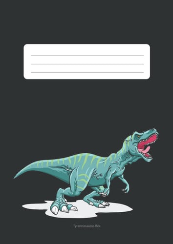 Schulheft DIN A4 Lineatur 22 Tyrannosaurus Rex / T-Rex Dinosaurier schwarz: Rechenheft kariert 5mmx5mm (Dino Schulhefte) (German Edition)