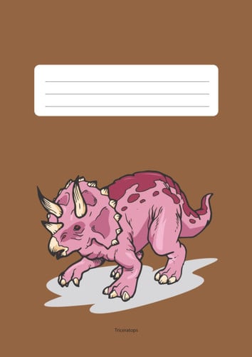 Schulheft DIN A4 Lineatur 40 Triceratops Dinosaurier braun: Rechenheft kariert 5mmx5mm mit Umrandung (Dino Schulhefte) (German Edition)