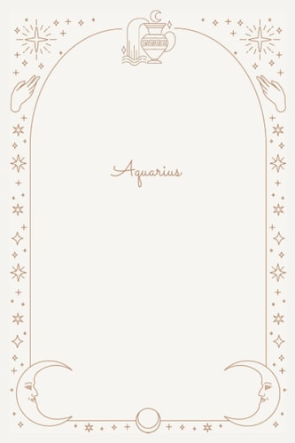 AQUARIUS - ZODIAC SIGN NOTEBOOK: Minimal, Artistic, linear art, black lined notebook