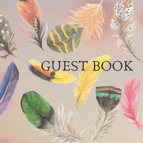 Guest Book: Feather Guest Book Bohemian Wedding Feather Rustic Sign in book
