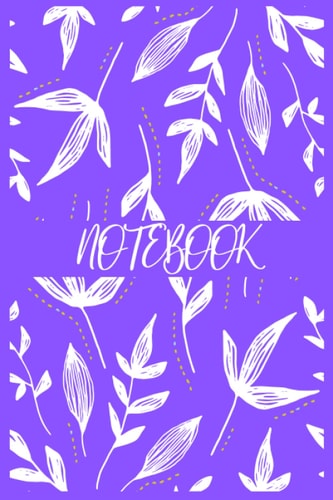 Notebook: Retro Floral Themed Handheld New Plain Lined Paper A5 Notebook Paperback Journal Notepad Notes Diary Pad Glossy (Purple)