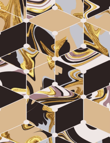 Gold Composition - Gold And Black Geo Marble: Gold Composition Notebook - Marble Notebook Journal - 8.5" x 11" - 140 College Ruled Pages