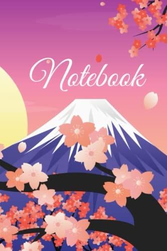Notebook: Pretty Pink Mt Fuji Cherry Blossom 100 Page Lined Notebook