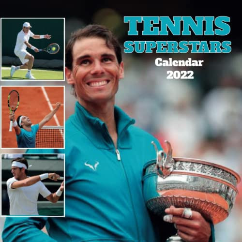 Tennis Superstars calendar 2022, Size (8.5"x8.5") with 13 months, Dec 21 ~ Dec 22 Calendar with good quality of images: for The Inspiring Story of ... a rectangle design to do planner monthly 2022