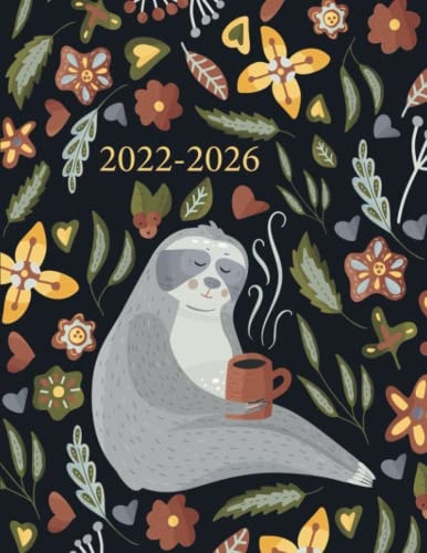 2022-2026 Five Year Planner: Cute Sloth Calendar 2022-2026 Monthly Planner