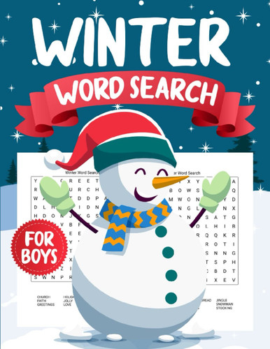 Winter Word Search For Boys: Entertainment And Enjoyment Cold Seasonal Word Find Puzzles For Creative Children's, Winter Gifts For Students