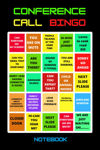 Conference Call BINGO Notebook: Funny Boss Gifts for Coworker Meetings | WFH Work From Home | Meeting Notebook for Work with Action Items