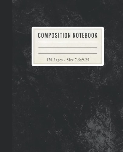 Marble Composition Notebook: Composition Notebook, Black Marble, Wide Ruled,120 pages blank lined paper with, for Back to School, Students & Teachers, Size 7.5 X 9.25 Inches inches 120 Pages vol1
