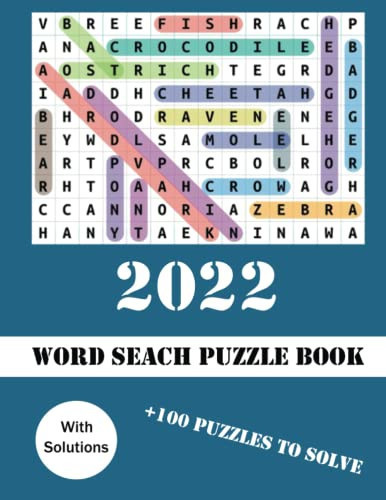 2022 word search puzzle book for adults, Large print word-finds puzzle book: funny & relaxing challenging puzzle book with solutions, cute gift idea for word search puzzle lovers.
