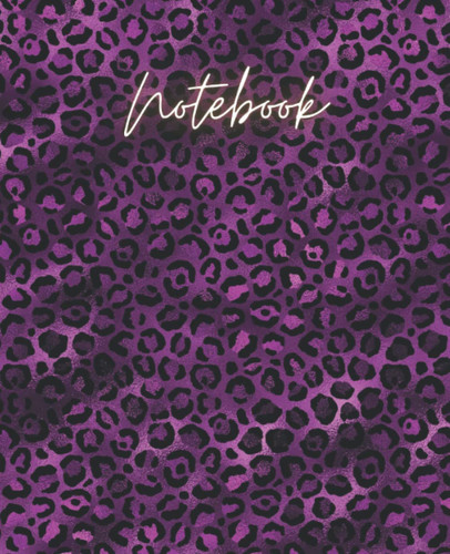 Notebook: Purple Leopard Print Pattern Composition Notebook - College Ruled