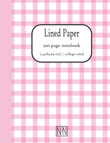 Lined Notebook: Pink Checkered cover / 200 pages (100 sheets) college ruled notebook
