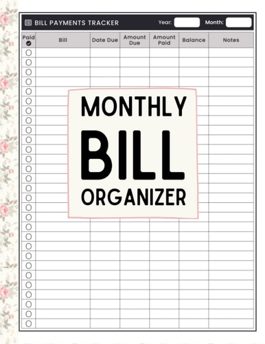 Monthly Bill Organizer: Bill Paying Organizer - 2022 Monthly Planner For Bill - Bill Payment Tracker