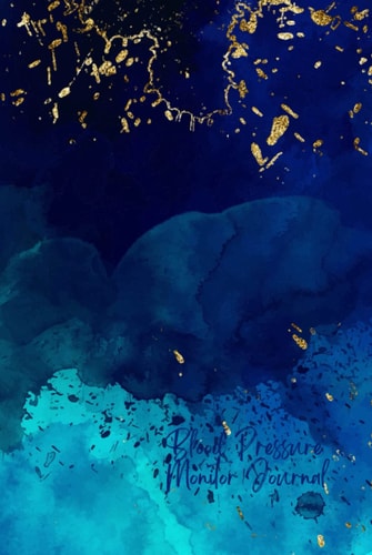 Light Blue to Dark Blue Watercolour with Gold Flecks Blood Pressure Monitor Journal 120 Pages