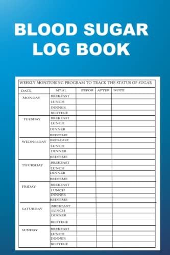 BLOOD SUGAR LOG BOOK: Blood sugar record book/Monitoring blood sugar levels on a daily basis/Caring for healthy food/Sheet for recording notes on the ... scale of the book is 6x9 with 119 pages.