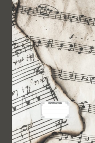 Burnt Music Papers cover , Composition Notebook: lined paper college, Size : 6 x 9 , 110 sheets