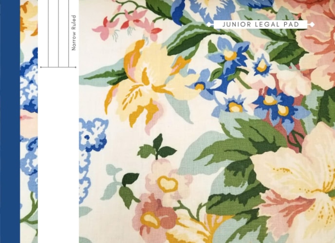 Junior Legal Pad: Junior Legal Pads Narrow Ruled, 6 x 8 Inches Lined Writing Note Pads, 50 Sheets Double Sided, White, Floral Cover