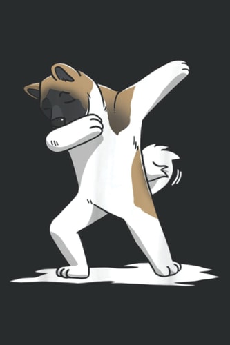 Cute Dabbing Akita Dog Funny Dab Dance Gif: Lined Journal Notebook, 6x9 Inch, 120 Pages