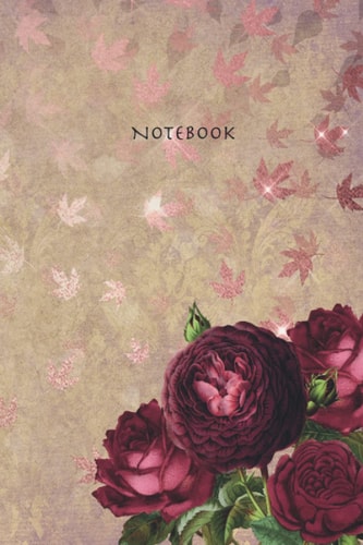 Journal Notebook, Lined Blank Notebook, 120 Pages, 6 x 9, Lined Notebook for Writing, Planning or Journaling, vintage cover: Vintage Rose Cover