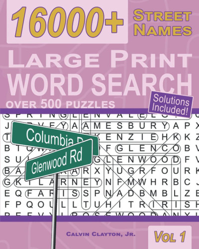 16000+ Street Name Large Print Word Search