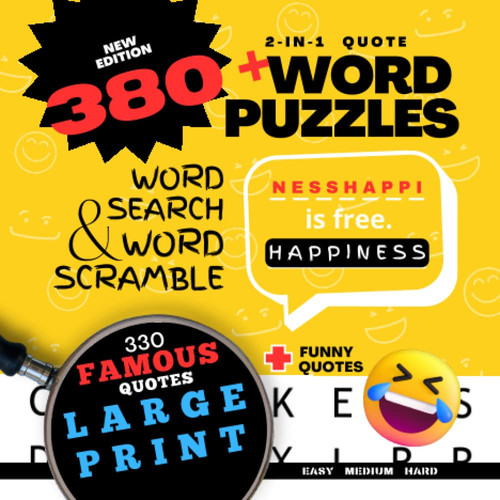 Large Print Word Search & Word Scramble Puzzles For Adults & Teens (Quotes): 2-In-1 Word Search & Word Scramble Puzzles, Large Print 150 Famous Quotes, 3 Levels - Easy, Medium, Hard.