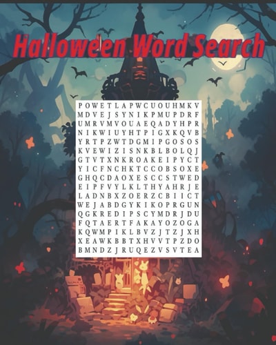 Halloween word search activity book, 550+ words, 8 x 10 large print