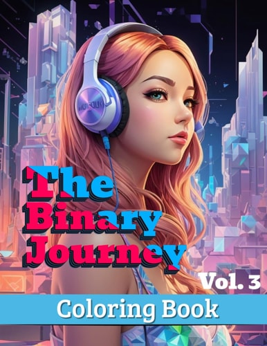 The Binary Journey: Stunning illustrations of science fiction anime girls portraits coloring book for relaxation and stress relief - anime coloring page for adult