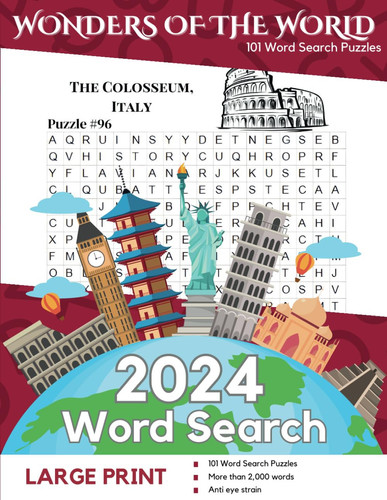 Wonders of the World: 101 Word Search Puzzles For Adults, Seniors and Teens - Large Print Anti eye strain - Bulk 2000+ Words With 101 Captivating ... Natural Treasures in Engaging Word Puzzles