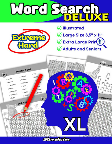 Extreme Hard Word Search Puzzle Book for Adults. Hard Word Search Games Large Font and Large Print for Seniors.: Extremely hard word search for adults ... for adults large print themed for Seniors.