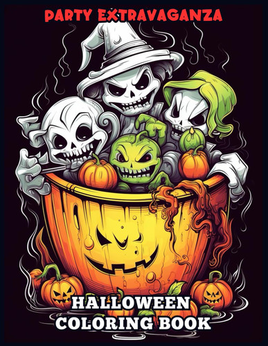 Halloween Party Extravaganza Coloring Book:Friendly Halloween characters Coloring Pages for Stress Relief and Relaxation