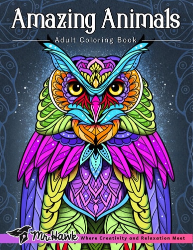 Amazing Animals Adult Coloring Book: Mindful and Relaxing Mandala Animal Patterns Coloring Book for Stress Relief & Mindfulness