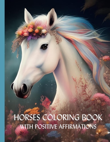 Horse Coloring book with positive affirmations: 60 horse coloring pages in different styles and 60 horse pictures in black and white with positive affirmations for more self-love and inner strength