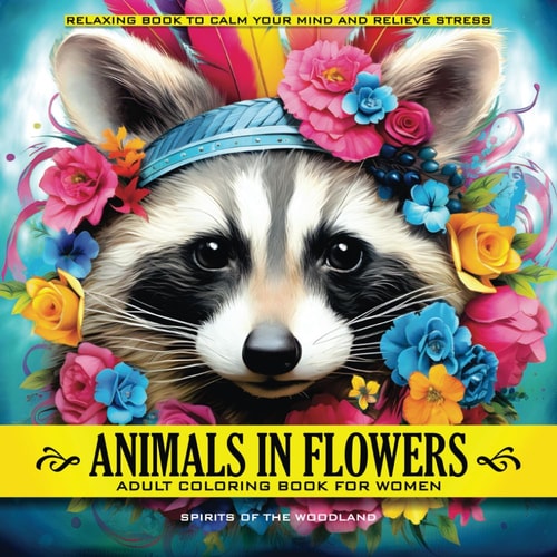 Animals in Flowers Adult Coloring Book for Women - Spirits of The Woodland: Relaxing Journey to Calm your Mind and Relief Stress - Explore 50 ... Capturing Calmness in Blossom of Nature