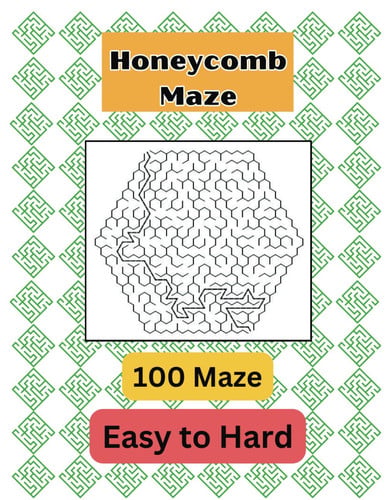 Honeycomb Maze Puzzles: 100 Easy-to-Hard Challenges: 8.5x11 Inches, QR Code Solutions, Hours of Brain-Teasing Fun
