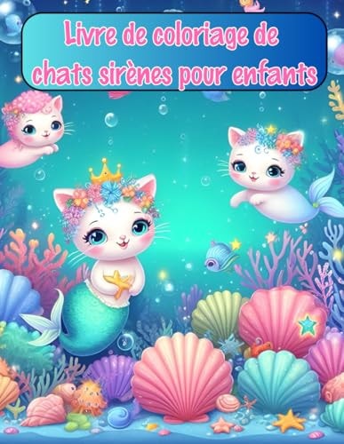 Livre de coloriage chat sirène pour enfants: Fabuleuses aventures sous-marines, avec des chatons, des sirènes, des hippocampes, des poissons, des ... les garçons et les filles (French Edition)