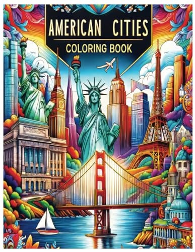 American Cities in Christmas: Coloring Book for Adults and Kids