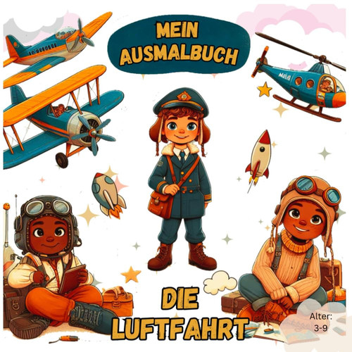 Ausmalbuch Luftfahrt: Malbuch mit Flugzeugen, Raketen, Heißluftballon und vieles mehr für Kinder zwischen 3 & 9 Jahre (German Edition)