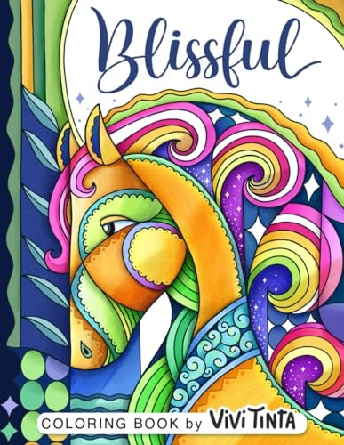 Blissful: Coloring Book for Adults with Creative Stress Relief Designs, Featuring Animals, Flowers, Plants, Landscapes, and More
